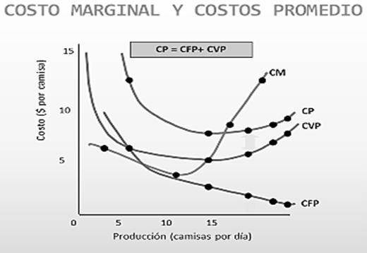 Resultado de imagen para grafico costo marginal y costos promedios